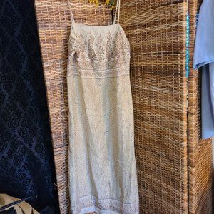 The Limited Silk Nightgown Long Maxi Gown Size 12 Tan Brown Floral Paisley